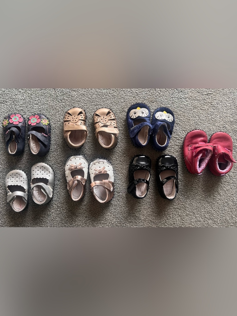 Pediped Baby Girl Shoe Lot – 7 Pairs – 0–6M & 6–12M – Mary Janes & Booties